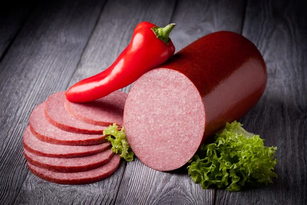 Saucisse de salami fraîche Images De Stock Libres De Droits