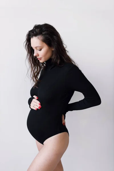 Das Konzept Eines Modischen Images Für Schwangere Eine Junge Schöne — Stockfoto