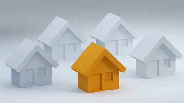 House Icoon Een Witte Achtergrond Visualisatie Miniatuur Geel Huis Voor — Stockfoto