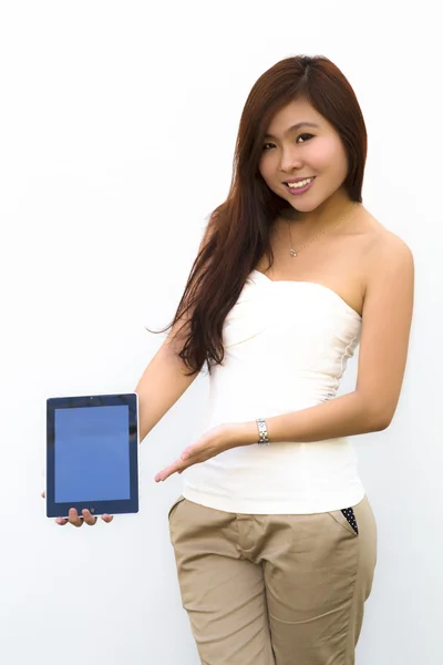 Dame met Tablet PC — Stockfoto