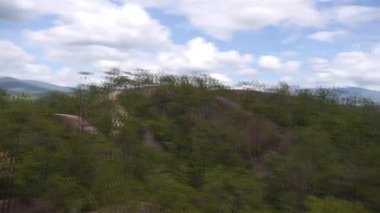 Panorama Of Landscape With Flora, Rocks, And Mountains - Pan - Left To Right