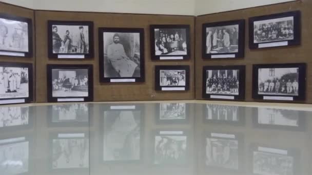 Black White Photographs Framed Wall Handheld — Stock Video