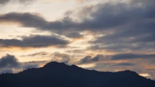 Mountain Black Light Cloudy Sunset Sky Slide Left Right — 비디오