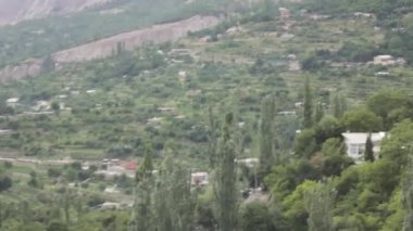 Flora And Houses On Mountain - Pan And Tilt - Up Right To Down Left 