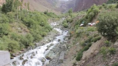 Man Passing In Front Of Water Source Flowing Surrounded By Flora - Static