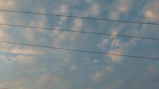 Cloudy Sky Electric Lines Slide Left Right — Αρχείο Βίντεο