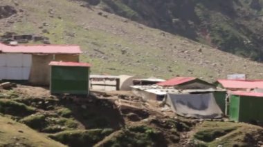 Houses And Tent In Mountains - Pan - Right To Left 