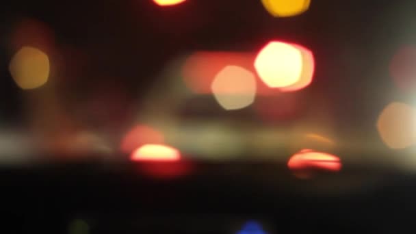 Car Lights Front Window Night Focus — Stok video