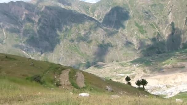 Mountain Landscape Trees Pan Left Right — Stockvideo