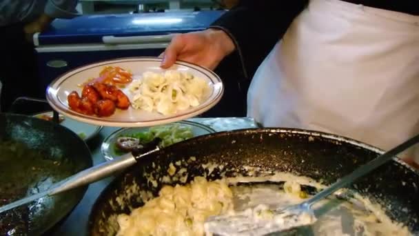 Serving More Pasta Plate Static — Stockvideo