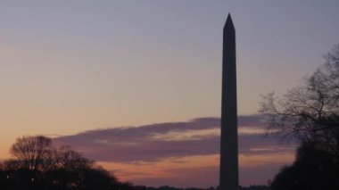 Monument In Black Light During DC Sunset Sky - Static