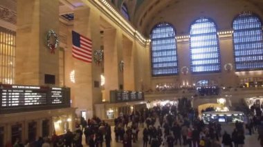 Crowded Grand Central Train Station From Above - Pan - Left To Right
