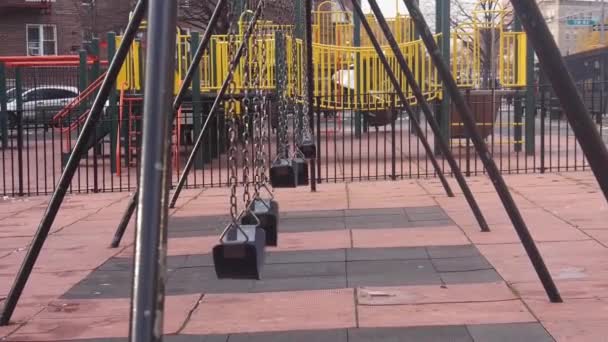 Empty Swings Moved Wind Static — Stockvideo