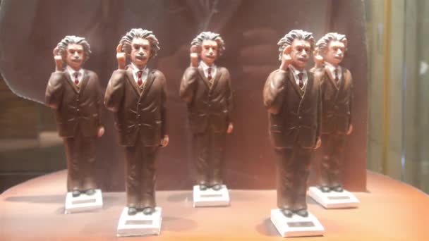 Albert Einstein Moving Figurine Shelf Showcase Static — Stockvideo