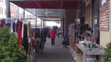 Market Stands Near People Walking - Slide - Left To Right
