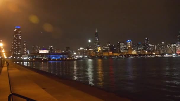 Lights Water Source City View Night Static — Stockvideo