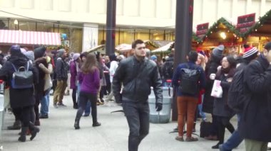 People In Christmas Market - Static - Slow Motion