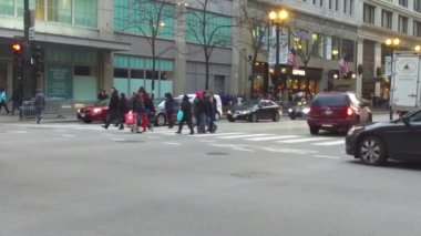 People On Zebra Crossing And Cars On Road Near Light - Static - Slow Motion