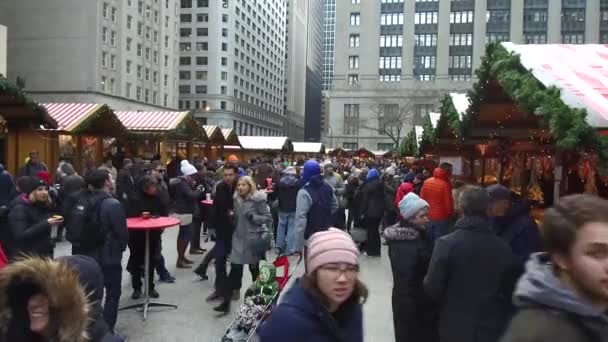 People Crowded Christmas Market Handheld — Stok Video