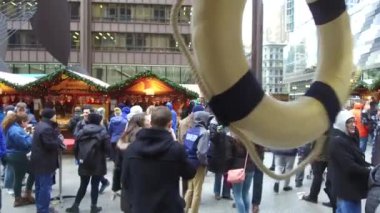 Walking Through Crowd In Christmas Market - Slide Forward