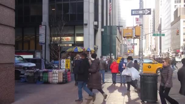 Busy Street People Walking Buildings Static — Video Stock