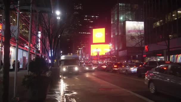 Cars Passing Street Night Static — Video