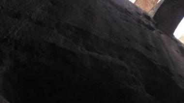 Old Rock Wall Near Stairs - Pan And Tilt - Up Left To Down Right