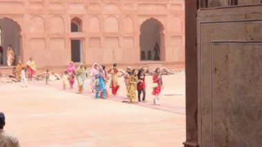 People Walking Near Mosque Entrance - Static