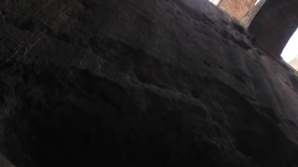 Old Rock Wall Stairs Pan Tilt Left Right — Vídeo de Stock