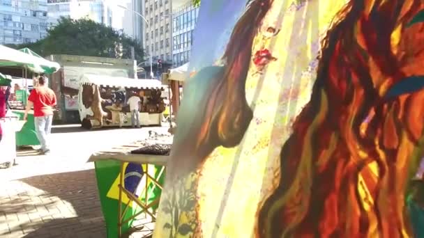 Painting Sunny Street Snímek Zprava Doleva — Stock video
