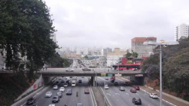 Busy Roads With Cars And Bus Seen From Above - Static