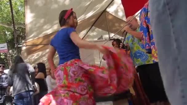 Traditional Dance Performed Dancer Pink Flower Skirt Static — Vídeo de stock