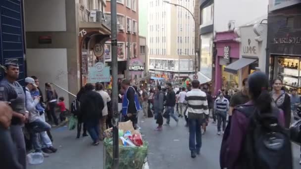 Calle Muy Concurrida Concurrida Estática Luego Zoom — Vídeos de Stock