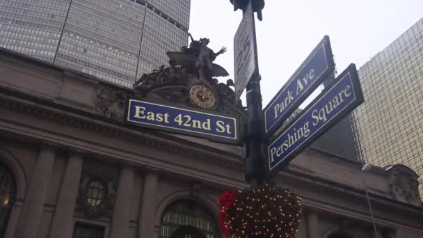 Street Directions Front Grand Central Terminal Static — Vídeo de Stock