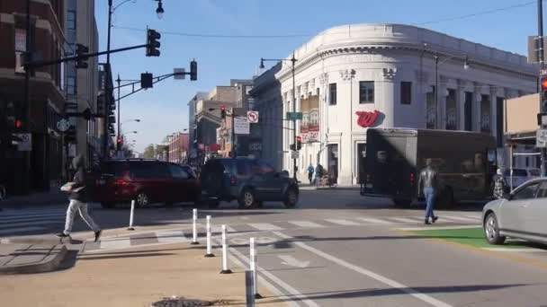 People Cars Crossing Intersection Static — Video