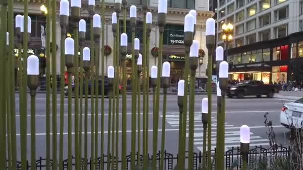 Lâmpadas Perto Rua Frente Carros — Vídeo de Stock