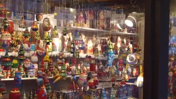 Lights Decoration Market Showcase Slide Right Left — Stock Video