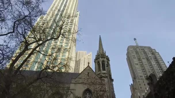 Tall Building Blue Sky Tilt — стоковое видео