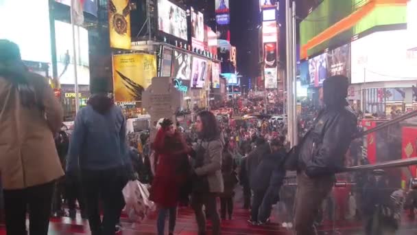 Crowd Surrounded Buildings Night — Stock Video