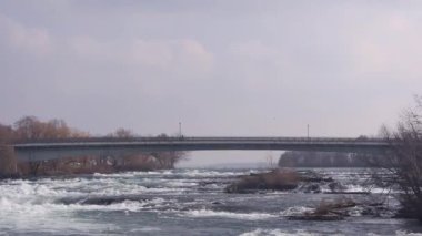 Niagara Nehri üzerindeki Köprü Akıyor ve Flora - Statik.