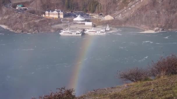 Rainbow Niagara River Boats Static — Stock Video