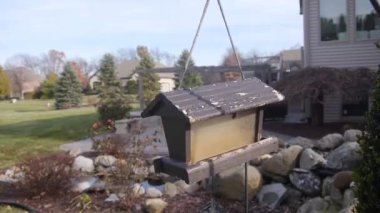 Bahçede asılı kuş evi