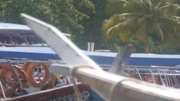 Barcos Alineados Puerto — Vídeo de stock