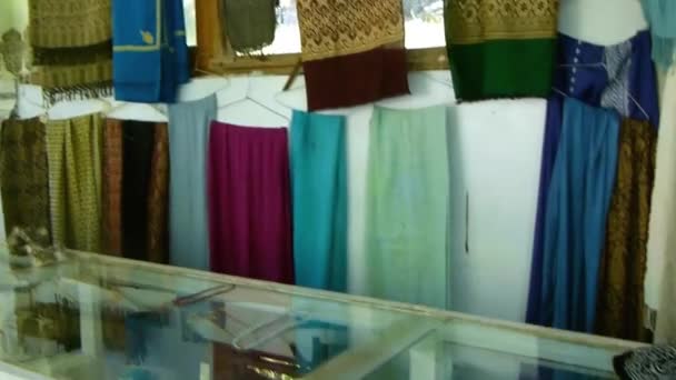 Colliers Derrière Étalage Dans Boutique Près Des Écharpes — Video