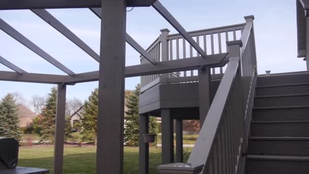 White Staircase Leading Barbecue Garden — Stock Video