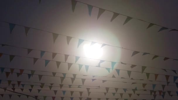 Sunlight Hitting Party Flags Hand Held — Stock Video