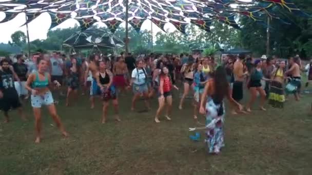 Άνθρωποι Χορεύουν Χαρούμενα Ένα Ανοιχτό Πεδίο — Αρχείο Βίντεο
