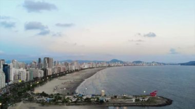 Beautiful Cityscape by The Beach at Sunset - Aerial View