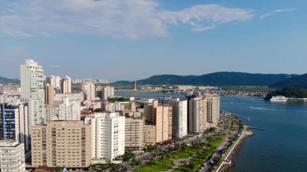 Aerial View Beautiful Cityscape Brazilian Costal City — Stockvideo