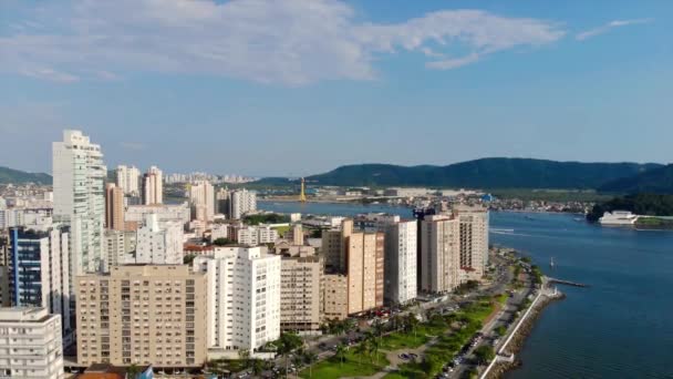 Aerial View Beautiful Cityscape Brazilian Costal City — Stockvideo